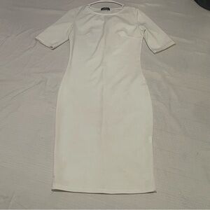 SHEIN Elegant Cream Long Sleeve Dress